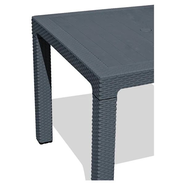 Almina Rattan Masa 90x150 Antrasit Camsız Masa Bahçe Balkon Teras Masası - Görsel 2