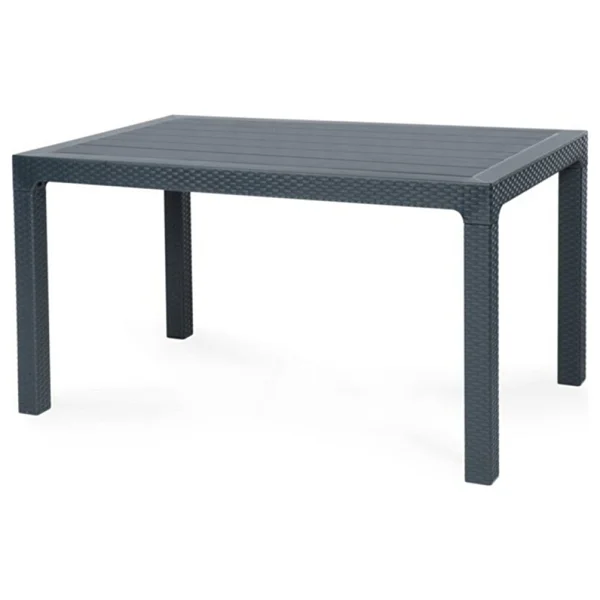 Almina Rattan Masa 80x140 Camsız Bahçe Balkon Teras Masası - Antrasit - Görsel 4