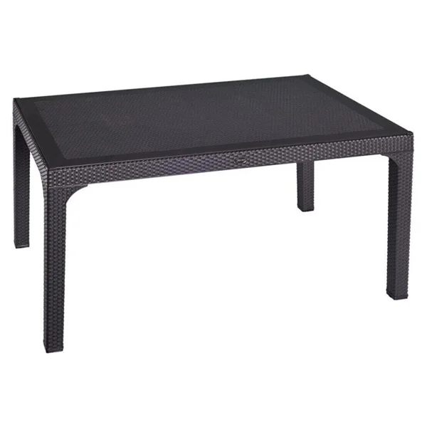 Almina Rattan Masa 80x140 Camlı Bahçe Balkon Teras Masası - Kahverengi - Görsel 5
