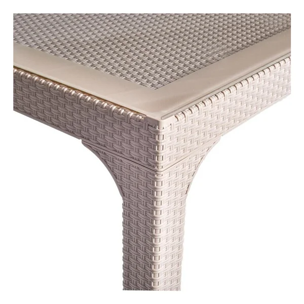 Almina Rattan Masa 90x150 Camsız Bahçe Balkon Teras Masası - Bej - Krem - Görsel 2