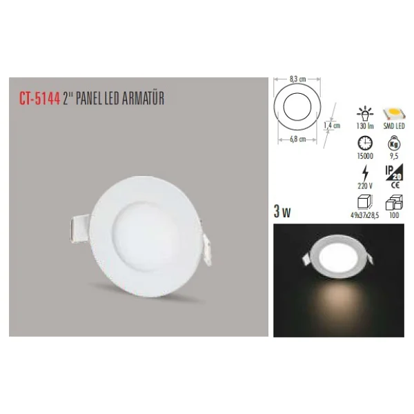 Cata Ct-5144 3 W Beyaz Işık Spot LED Armatür 6 Adet - Görsel 2
