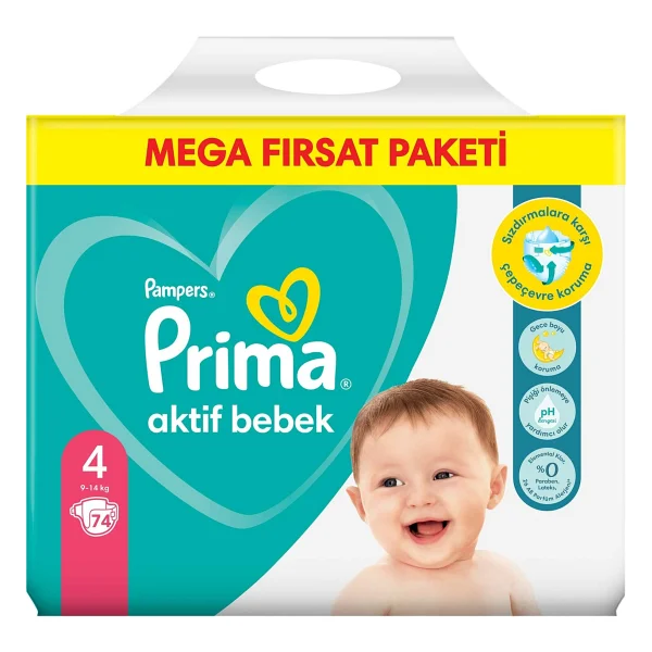 Prima Aktif 4 Numara Maxi 74'lü Bebek Bezi - Görsel 2