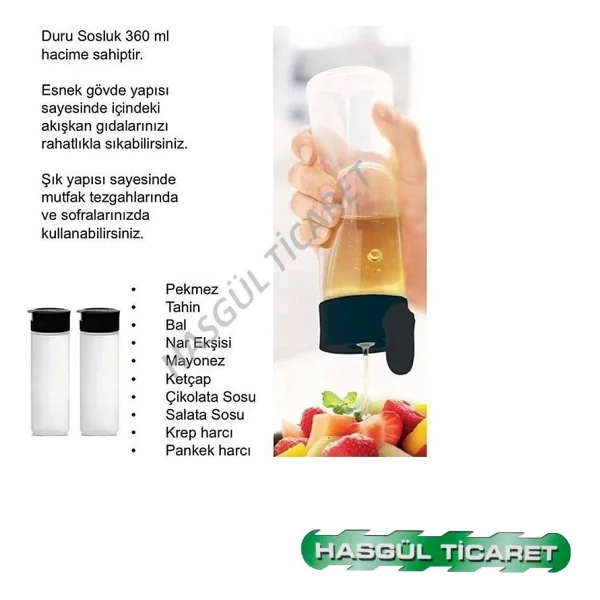 Tupperware Duru Sosluk 350 Ml Siyah Yağlık Sirkelik Sosluk Hsgl - Şeffaf - Görsel 3