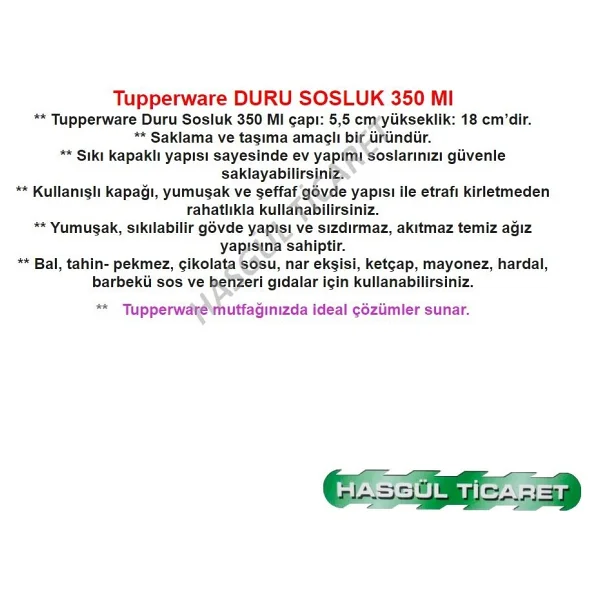 Tupperware Duru Sosluk 350 Ml Siyah Yağlık Sirkelik Sosluk Hsgl - Şeffaf - Görsel 5