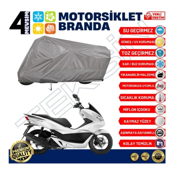 Teksin Honda Pcx 125 Arka Çanta Uyumlu Motosiklet Brandası Motor Brandası (A+ Kalite) - Gri - Görsel 2