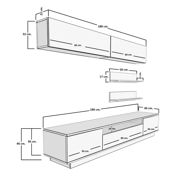 Decoraktiv Trendstyle 5s Mdf TV Ünitesi TV Sehpası - Pera - Beyaz - Görsel 3