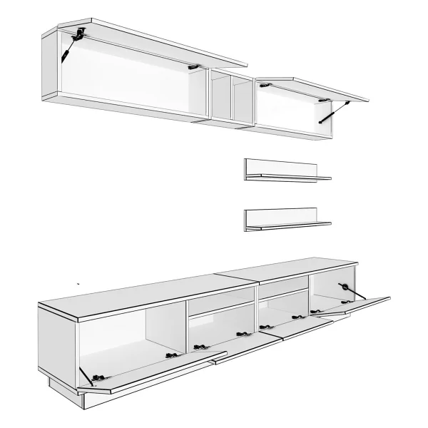 Decoraktiv Trendstyle 5220 Mdf TV Ünitesi TV Sehpası Beyaz Siyah - Görsel 2
