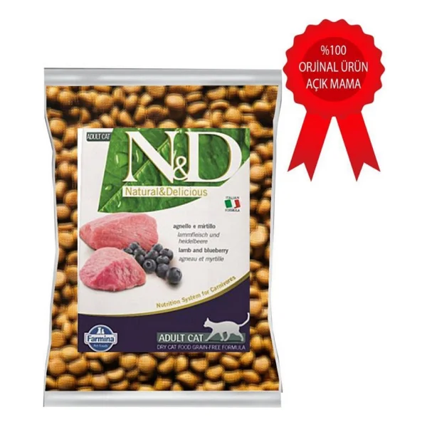 N&D Prime Tahılsız Kuzu Etli Ve Yaban Mersinli 1 Kg Yetişkin Kedi Maması - Açık Paket - Görsel 2