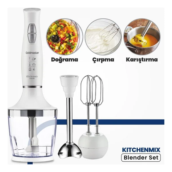 Goldmaster Kitchenmix In-6140 1000 W 3in1 Blender Set Beyaz - Görsel 6