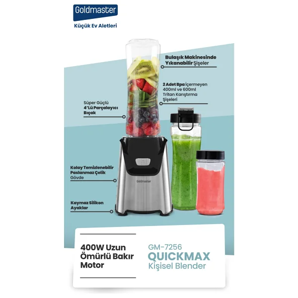 Goldmaster Gm-7256 Quickmax 400 W Kişisel Blender - Görsel 5