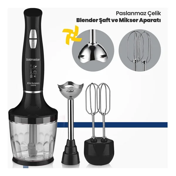 Goldmaster Kitchenmix In-6140s 1000 W 3in1 Blender Set Siyah - Görsel 3