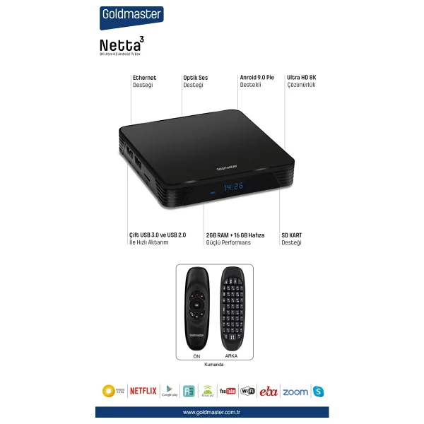 Goldmaster Netta 3 16 GB 8K Android TV Box - Görsel 3