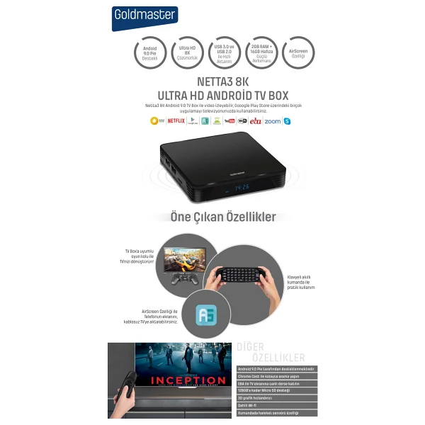 Goldmaster Netta 3 16 GB 8K Android TV Box - Görsel 4