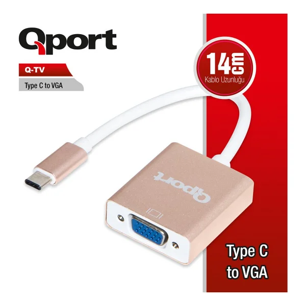 Qport Q-TV Type-C To Vga Dönüştürücü - Görsel 3