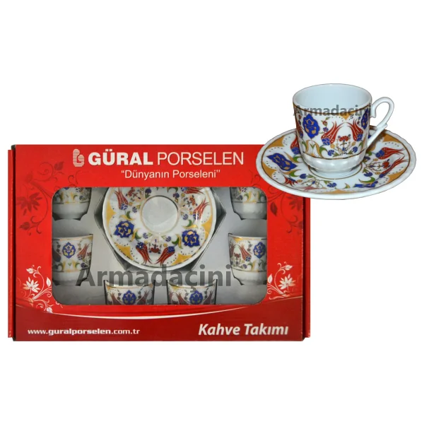 Armada Cini Ar 643 Cift Lale Altın Yaldızlı Porselen 6 Lı Fincan Takımı - Görsel 2