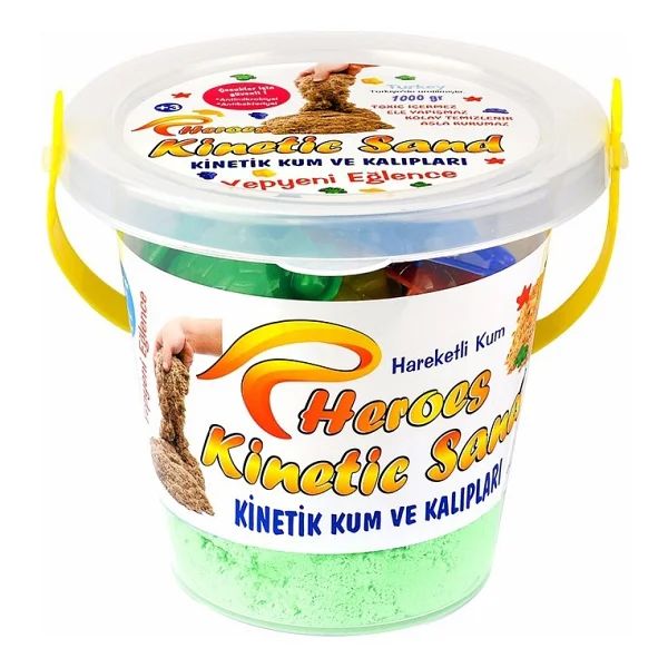 Heroes Kinetik Kum Kovalı Set Yeşil Renk 1 Kg + 6 Parça Oyun Kalıbı - Görsel 3