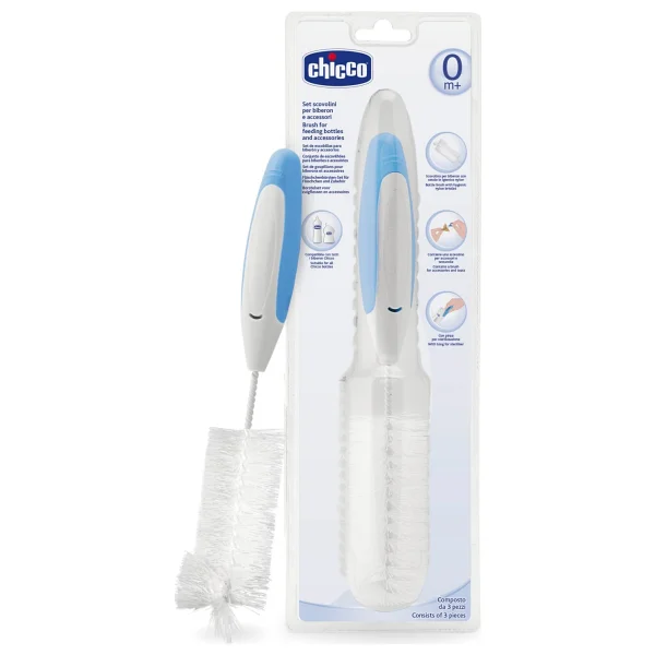 Chicco Biberon Fırçası Seti Ergonomik Tasarımlı 3 Parça Beyaz Renkli - Görsel 4
