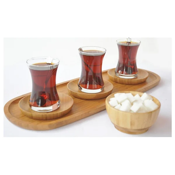 Bambum 6'lı Yuvarlak Çay Tabağı Bambu Malzemeden Üretilmiş Şık ve Kullanışlı - Görsel 3