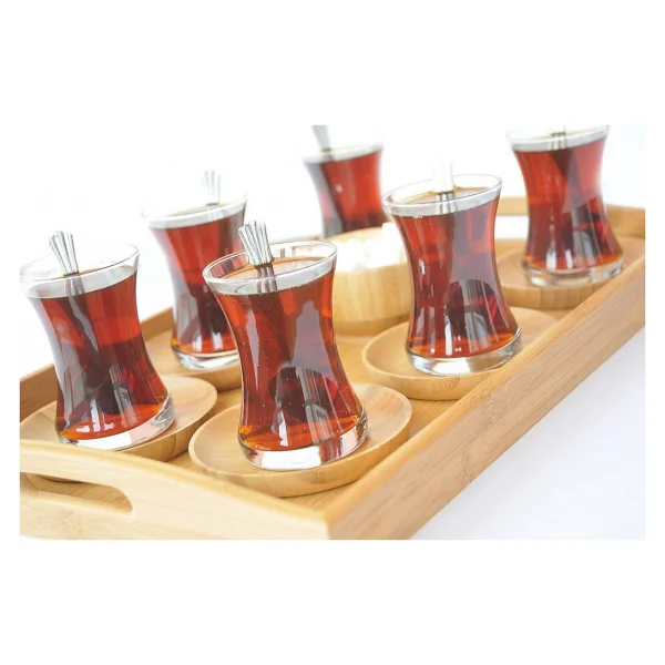 Bambum 6'lı Yuvarlak Çay Tabağı Bambu Malzemeden Üretilmiş Şık ve Kullanışlı - Görsel 4