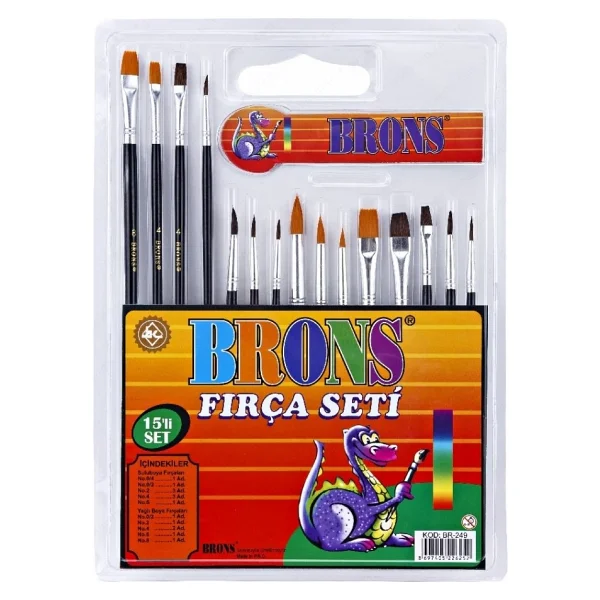 Brons Br-249 15'li Sulu Boya Fırça Seti - Görsel 4