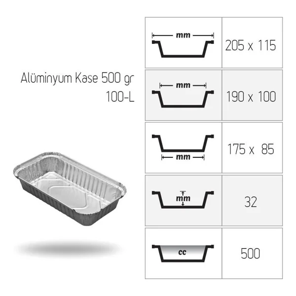 Alüminyum Kase 500 Gr 100 Adet - Görsel 2