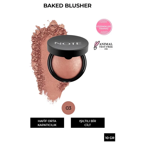 Note Baked Blusher Işıltılı 03 Oriental Pink Allık - Görsel 6