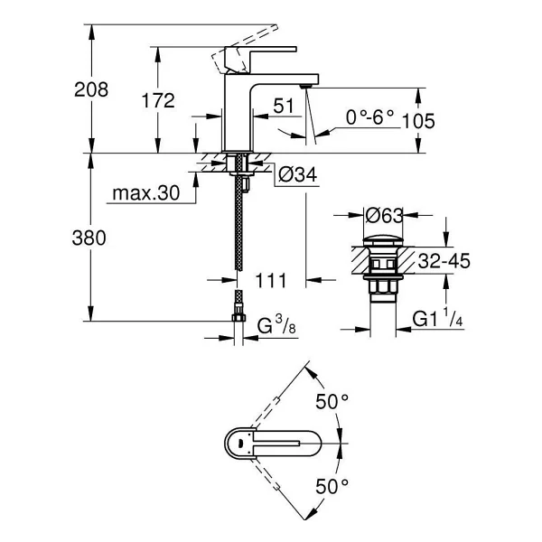 Grohe Plus S 33163003 Tek Kumandalı Lavabo Bataryası - Görsel 2
