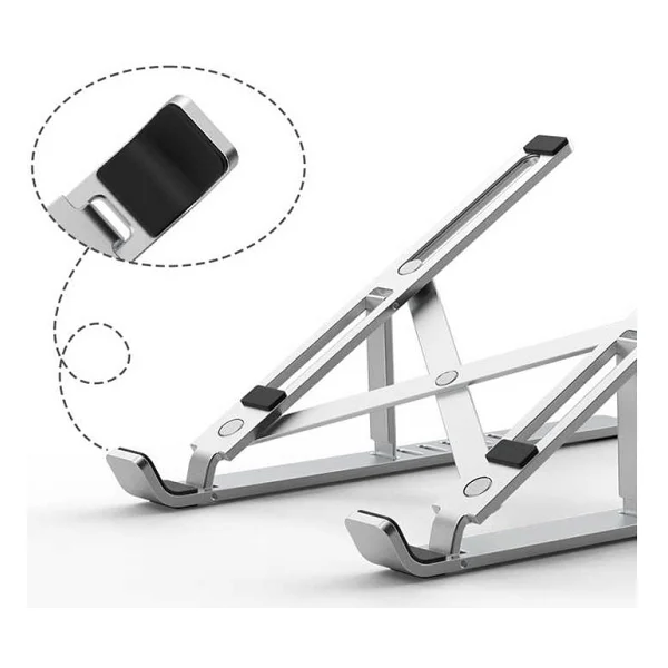 Wiwu S400 Laptop Standı 6 Kademeli Katlanabilir MacBook Stand Alüminyum Alaşım - Gümüş - Görsel 4