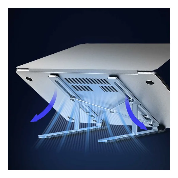 Wiwu S400 Laptop Standı 6 Kademeli Katlanabilir MacBook Stand Alüminyum Alaşım - Gümüş - Görsel 5