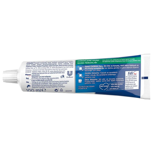 Signal Çürüklere Karşı Nane Ferahlığı 100 Ml Florürlü Diş Macunu - Görsel 9