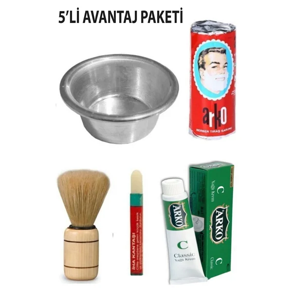 Hyd 5 Li Sakal Tıraş Seti Paket Arko Sabun Krem Sakal Fırçası - Görsel 2