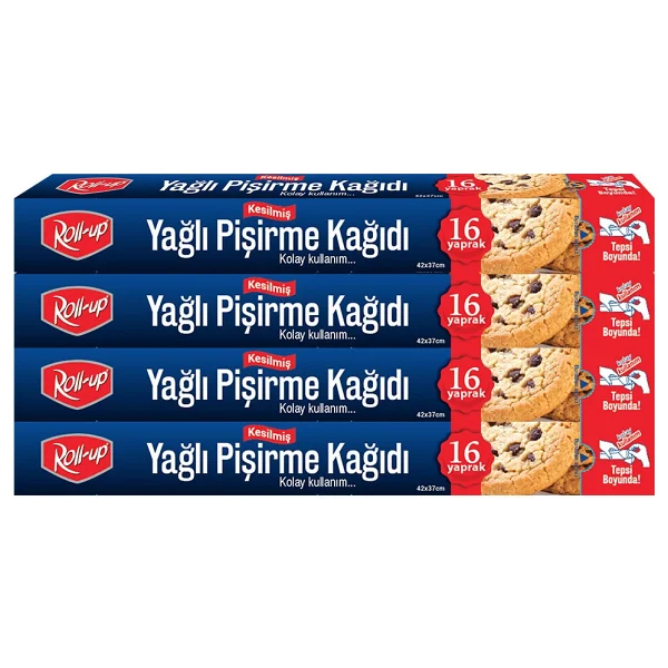 Roll-Up Kesilmiş Yağlı Pişirme Kağıdı 16 Yaprak 4lü Kutu Set - Bej - Görsel 8