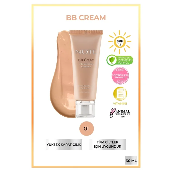 Note Nemlendirici Etkili Yoğun Kapatıcı 01 Medium Spf 15 35 Ml Bb Krem - Görsel 8