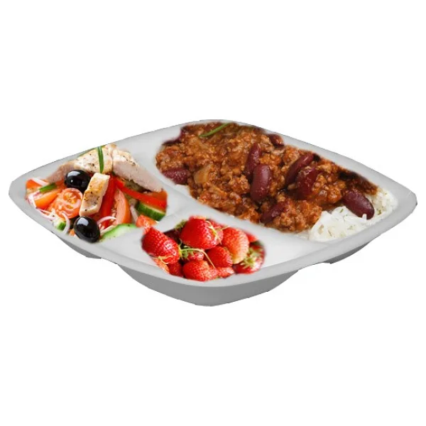 Anı Üç Gözlü Kapaksız Köpük Tabak - 100'lü - Görsel 2