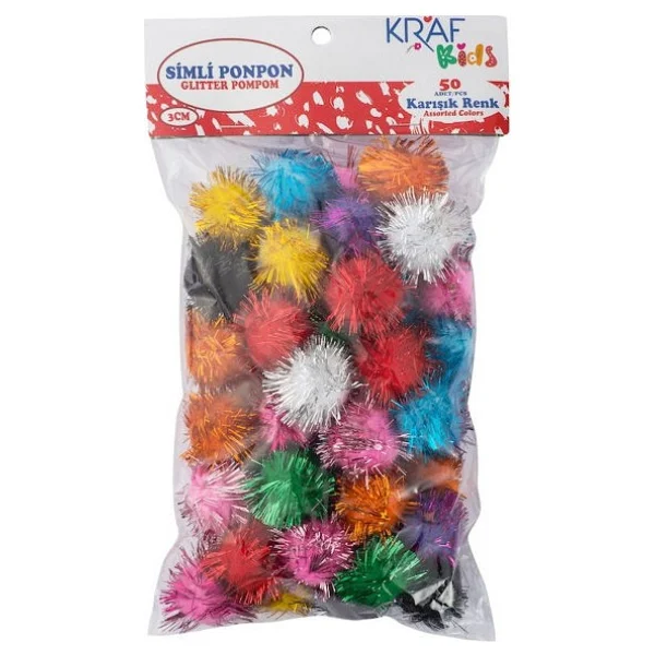 Kraf Kids Simli Ponpon 3 Cm 50'li - Görsel 2