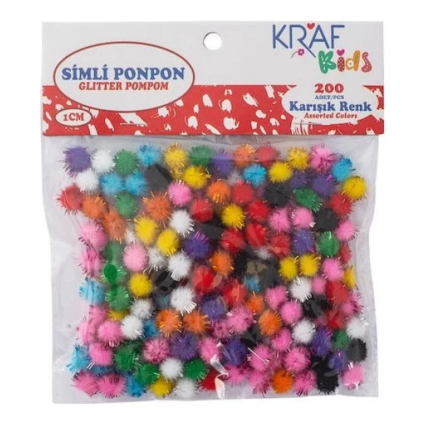 Kraf Kids Simli Ponpon 1 Cm 200'lu - Görsel 2