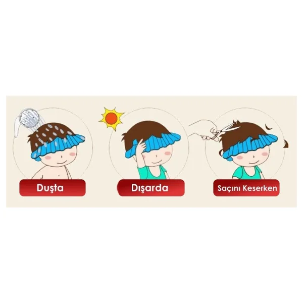 Optana Bebek Için Banyo Ve Havuz Kullanımına Uygun Kulaklıklı Çıtçıt Düğmeli Su Köpük Koruyucu Şapka - Görsel 2