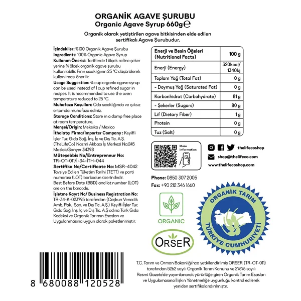 The Lifeco Organik Agave Şurubu 660 Gr - Görsel 6