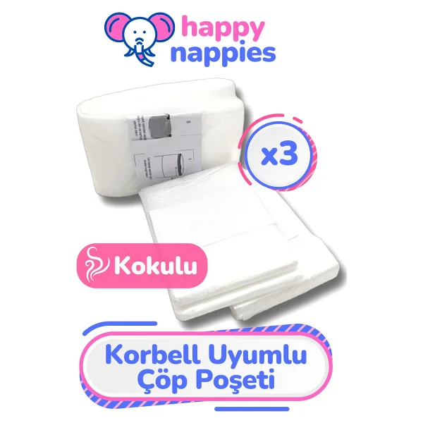 Korbell 16lt Uyumlu Yerli Malı Muadil Çöp Poşeti - 3 Paket - 1500 Adet Bebek Bezi Kapasitesi - Beyaz - Görsel 5