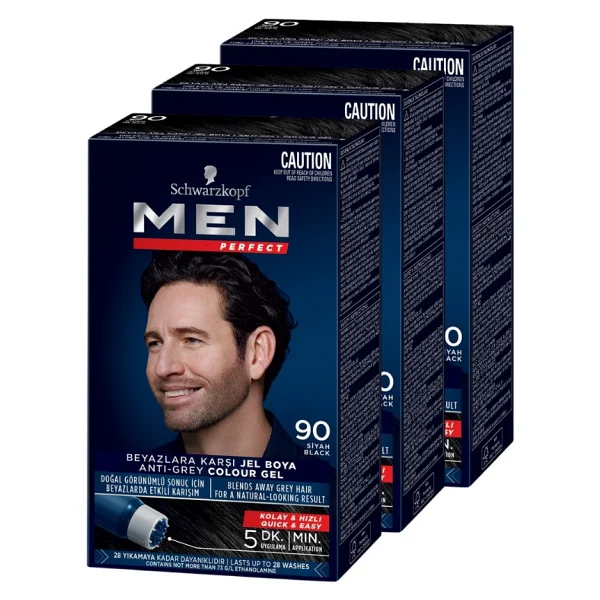 Men Perfect 90 Siyah 3 Adet Erkek Saç Boyası - Görsel 9
