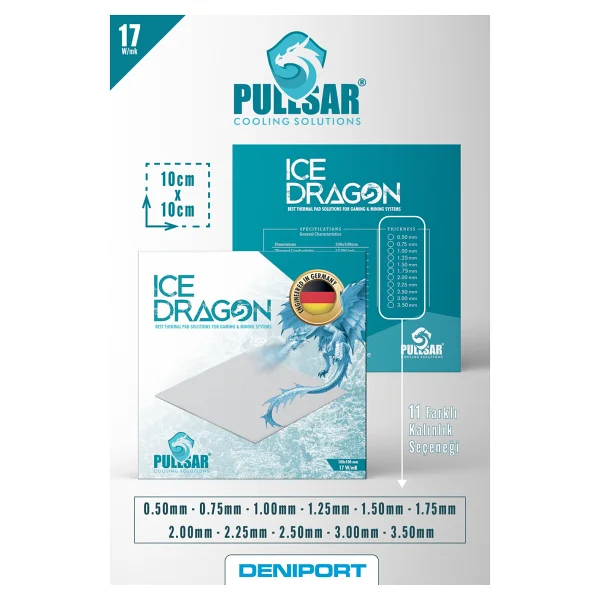 Pullsar Ice Dragon Thermal/Termal Pad - 100x50 Mm 1,50 Mm Kalınlık 17.0 W/M-K İletkenlik İle Maksimum Soğutma Gücü! - 1.5 Mm - Görsel 5