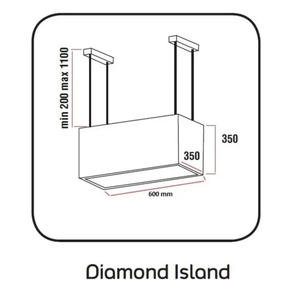 Alveus Diamond Ada Davlumbaz - Görsel 3
