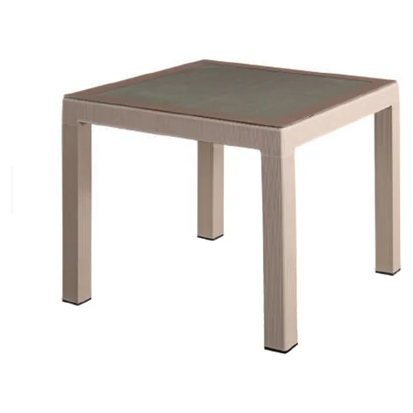 Almina Rattan Masa 90x90 Camlı Beyaz Bahçe Balkon Teras Masası - Görsel 7