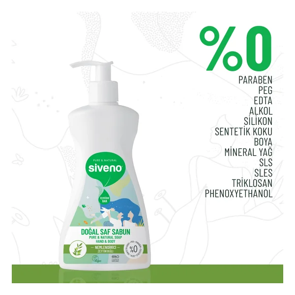 Siveno %100 Doğal Sıvı Kastil Sabun Zeytinyağlı Yoğun Nemlendirici Arındırıcı Bitkisel Vegan 300 ML - Görsel 2