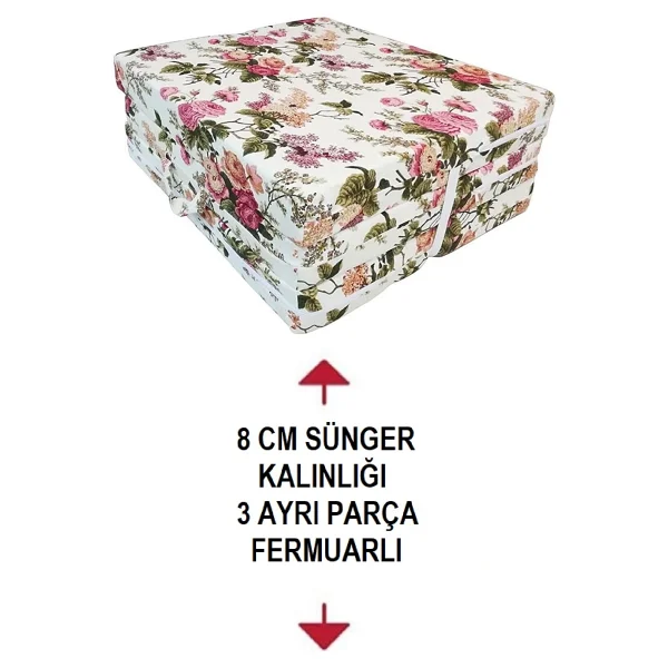 Nelson Katlanır Yer Yatağı Sünger Yatak 80 X 180 Ingiliz Gülü 8 Cm - 80 X 180 X 8 Cm - Görsel 2