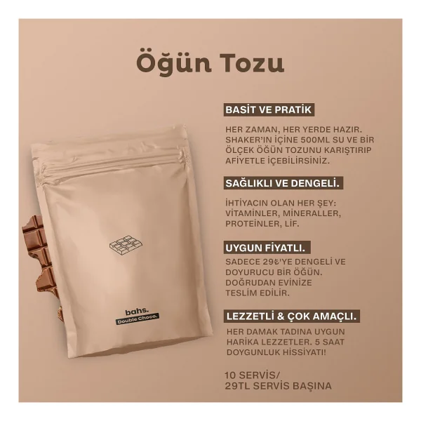 Bahs 600 Gr Çikolata Aromalı Öğün Tozu - Görsel 3