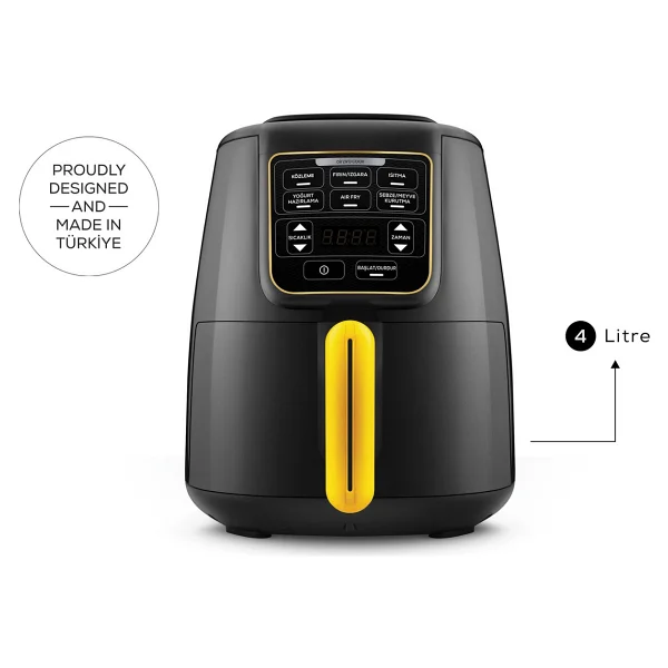 Karaca Air Pro Cook Köz XL Airfryer 4 Lt Yağsız Black Gold Fritöz - Görsel 4