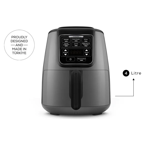 Karaca Air Pro Cook Köz XL Airfryer 4 Lt Yağsız Space Gray Black Fritöz - Görsel 4