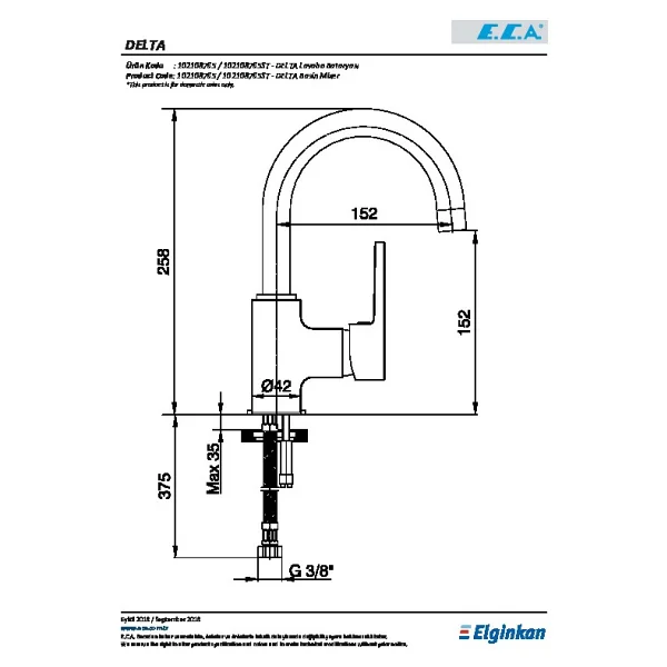 E.C.A. Delta 102108765 Kuğu Lavabo Bataryası - Görsel 2