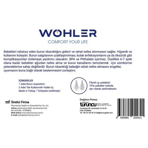 Wohler Burun Aspiratörü Hijyenik Bpa Ve Ftalat İçermez 2 Yedek Uçlu Ergonomik Bebek Dostu Tasarım - Görsel 2